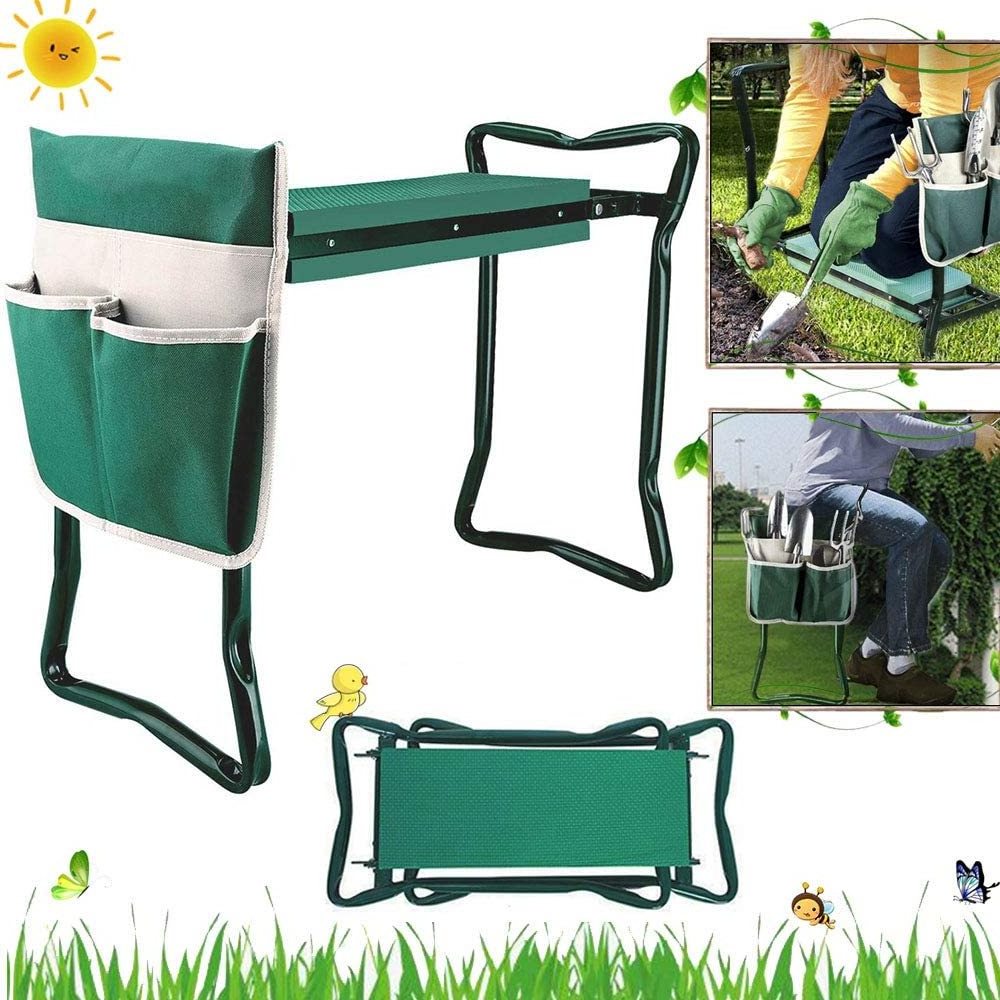 Garden Kneeler and Seat Bench Stools Foldable Stool with Bag Pouch EVA Foam Pad Protects Your Knees Outdoor Portable Kneeler