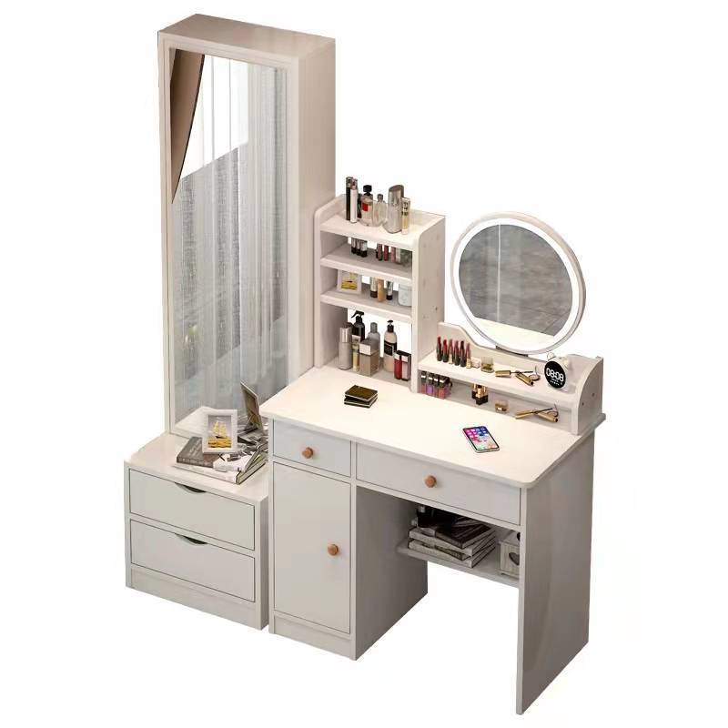 Factory Price Nordic Dressing Mirror Table For Bedroom Vanity Table Led Light Makeup Mirror Dresser With Oversized Lockers