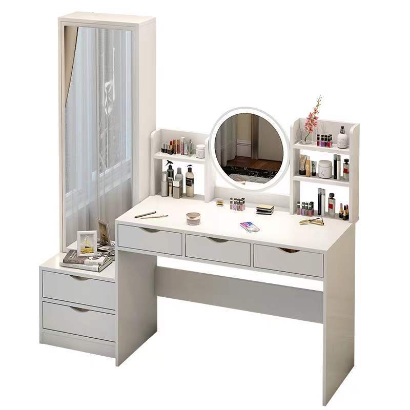 Multifunctional Nordic Dressing Table With Led Mirror Storage Cabinet With Mirror Bedroom Furniture Dresser