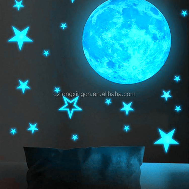 Sample Free PVC Decoration Glow in the Dark Wall Paper Luminous Sticker