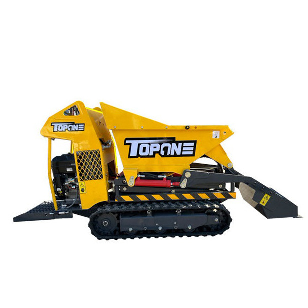 TOPONE Quality Farm Mine Track Mini Dumper Crawler Hydraulic Dumper Mini Loader All Terrain Mini Cart Transporter