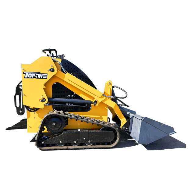 Buy a mini track skid steer from China the brand TOPONE mini electric skid steer loader full size with attachments