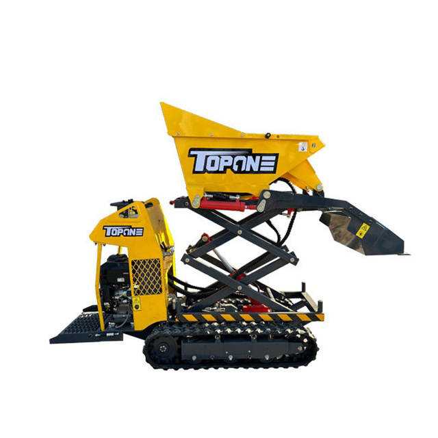 TOPONE Quality Farm Mine Track Mini Dumper Crawler Hydraulic Dumper Mini Loader All Terrain Mini Cart Transporter