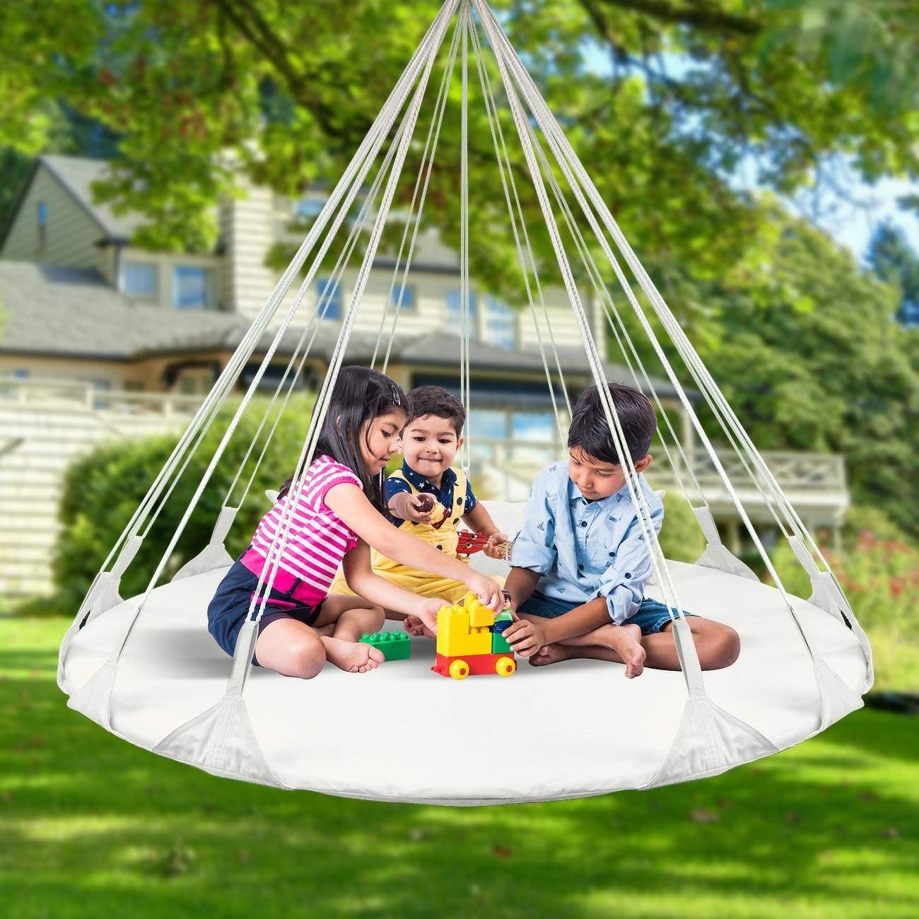 Hanging Swing Nest Double Hammock Daybed Saucer Style Lounger Swing Hangout Pad