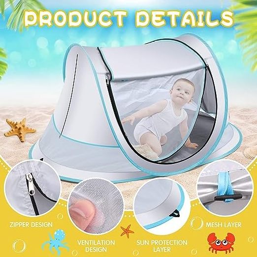 Wholesale Hot Sale UPF 50+waterproof foldable baby outdoor beach shade tent with Mosquito net Portable Pop Up Kids Tent indoor