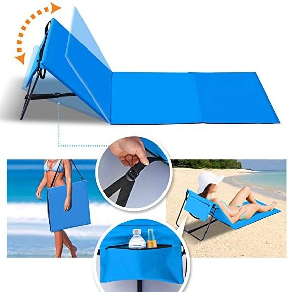 Portable folding beach lounge chair with back, waterproof and moisture-proof camping outdoor supplies, beach mat