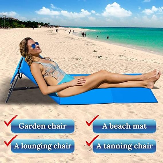 Portable folding beach lounge chair with back, waterproof and moisture-proof camping outdoor supplies, beach mat