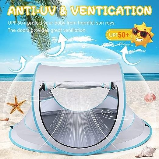 Wholesale Hot Sale UPF 50+waterproof foldable baby outdoor beach shade tent with Mosquito net Portable Pop Up Kids Tent indoor