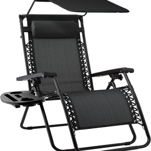 Recliners Adjustable Sun Beach Folding Lounge Chair Lounger Zer Gravity Recliner Chair with Attachable Sunshade Canopy