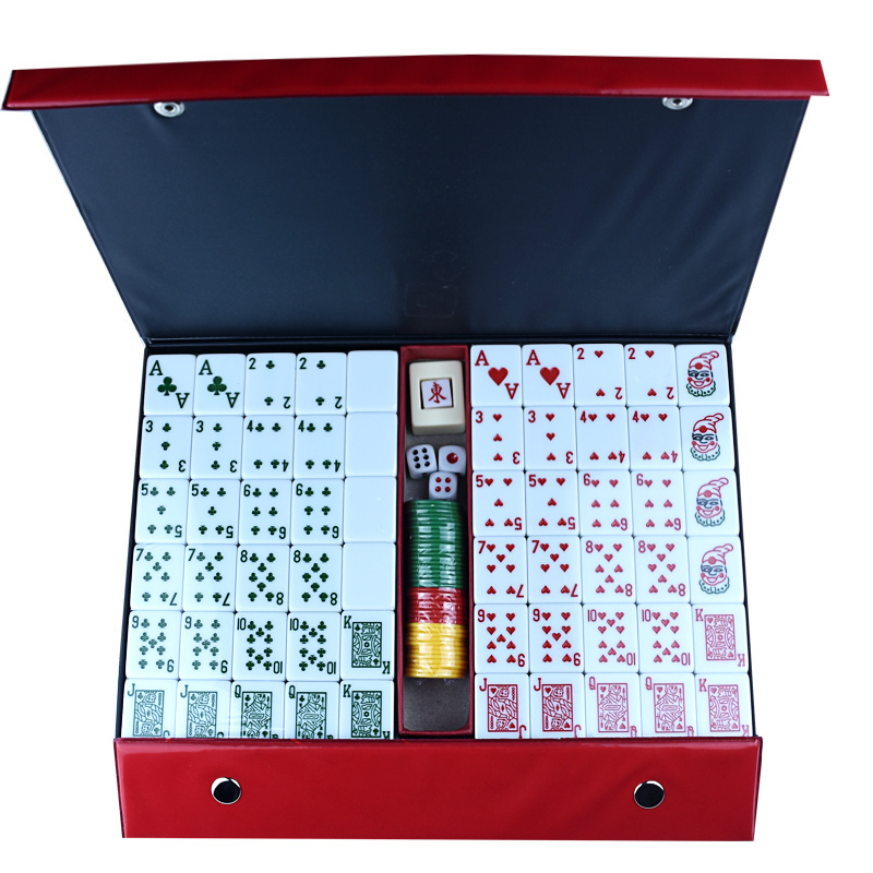 Factory supply custom stock 36mm green ivory colours  game tiles cards cube poker travel  rummy mahjong set