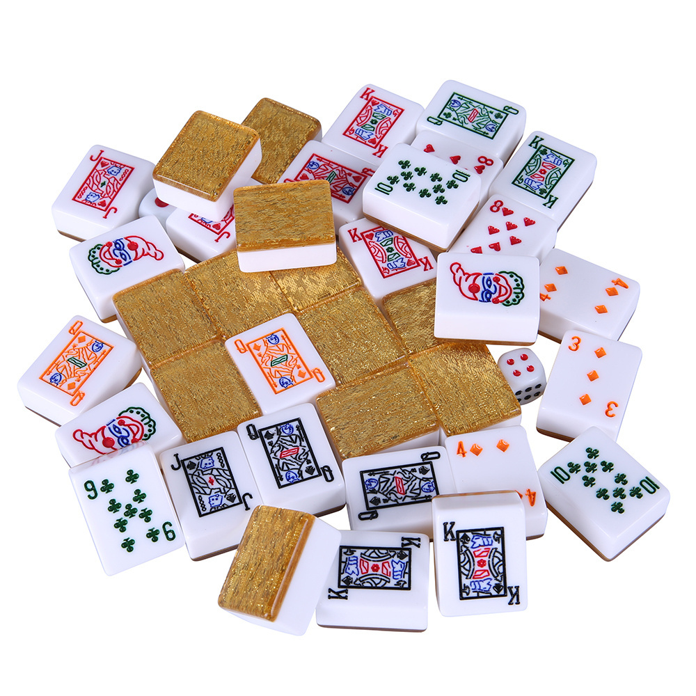 Factory supply wholesale customize acrylic poker set playing games gold rummy mahjong