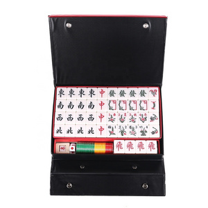 Wholesale stock  88 Mahjong tiles leather box Malaysia mahjong set