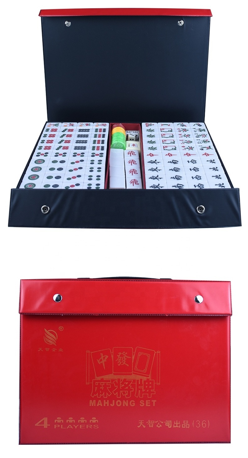 Wholesale 168 Tiles Malaysia Singapore Mahjong with Leather  Box Promotional gifts