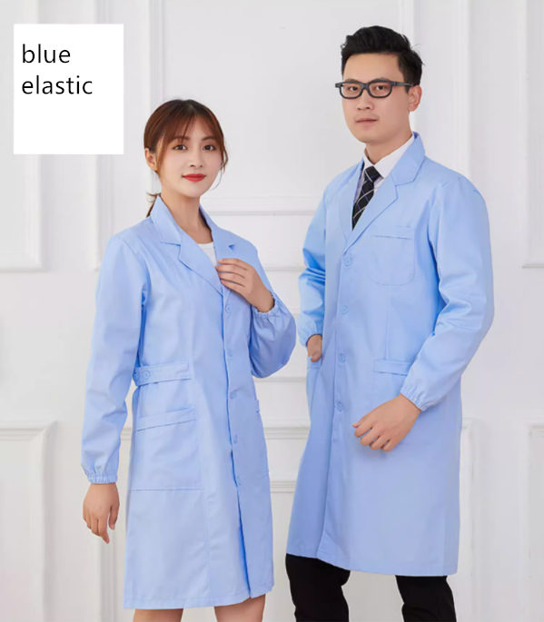 Latest Model Blue White ESD Safe Smock Lab Coat Esd Cleanroom Polyester Clothing Overcoat Smock/ Lab Coat Uniform Workwear