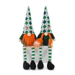 Newest St. Patrick's Day Gnome Irish Leprechaun 54cm Swedish Gnome Ornaments Long Legs Sitting Gnome for Home Decoration