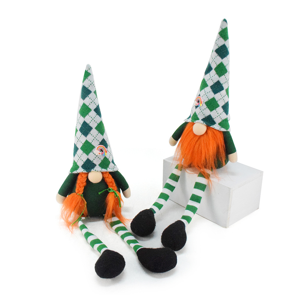 Newest St. Patrick's Day Gnome Irish Leprechaun 54cm Swedish Gnome Ornaments Long Legs Sitting Gnome for Home Decoration