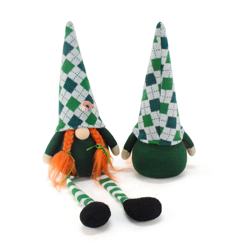 Newest St. Patrick's Day Gnome Irish Leprechaun 54cm Swedish Gnome Ornaments Long Legs Sitting Gnome for Home Decoration