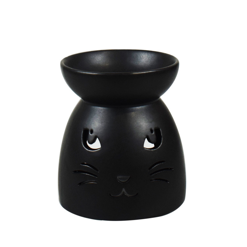 Cute cat pattern porcelain tea light essential oils ceramic fragrance candle melts warmer wax burner