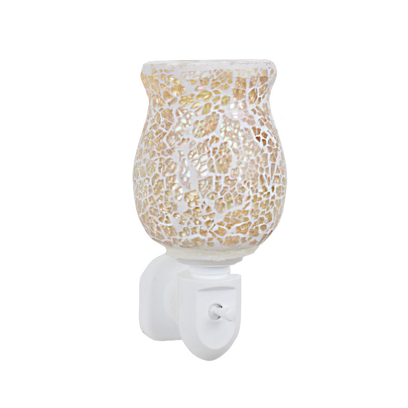 Crackle mosaic aroma warmer, electric wax melt burner, night light scented oil burner UK plug candle warmer