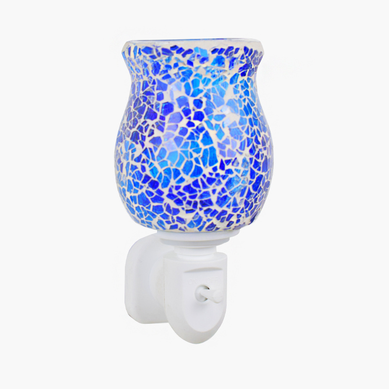 Crackle mosaic aroma warmer, electric wax melt burner, night light scented oil burner UK plug candle warmer