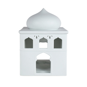 Mosque house shape white ceramic wax warmer, Tea light candle warmer , warm glow candle light wax melt burner