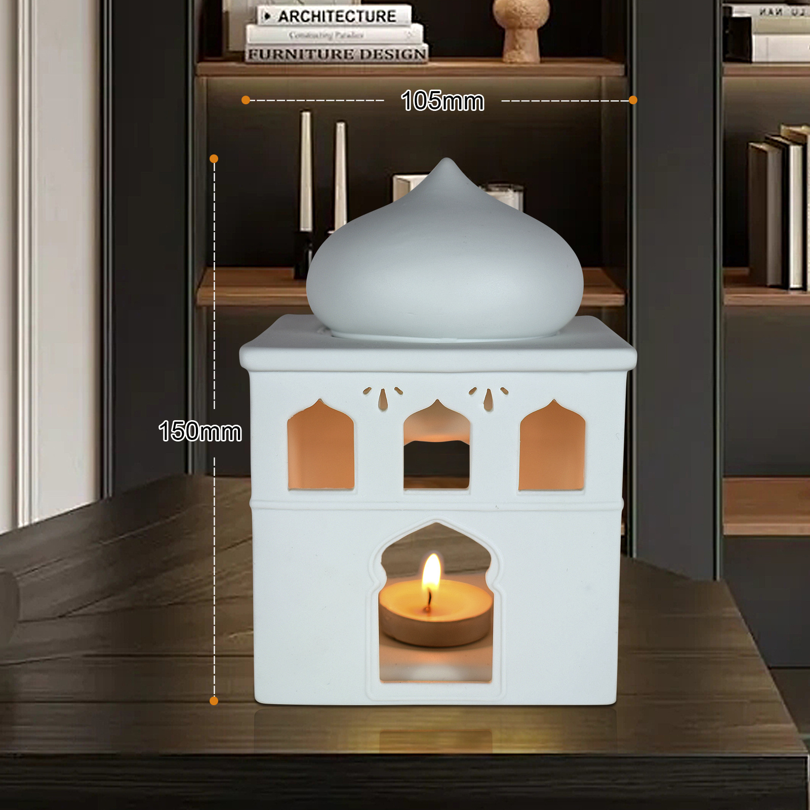 Mosque house shape white ceramic wax warmer, Tea light candle warmer , warm glow candle light wax melt burner