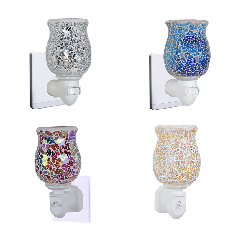 Crackle mosaic aroma warmer, electric wax melt burner, night light scented oil burner UK plug candle warmer