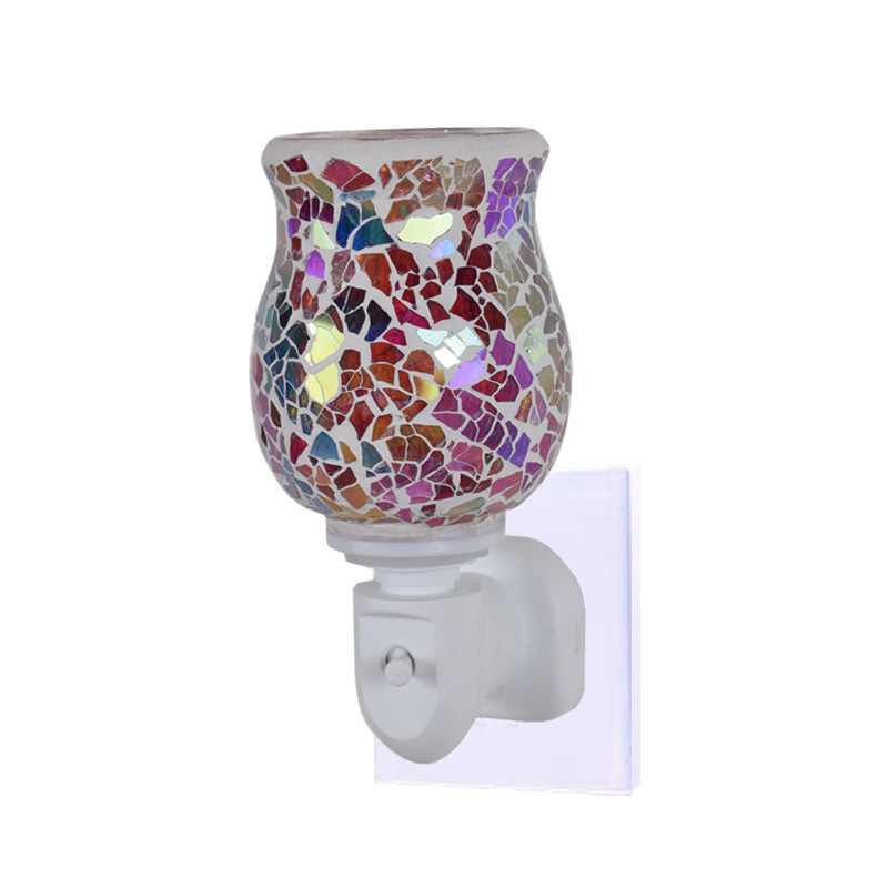 Crackle mosaic aroma warmer, electric wax melt burner, night light scented oil burner UK plug candle warmer