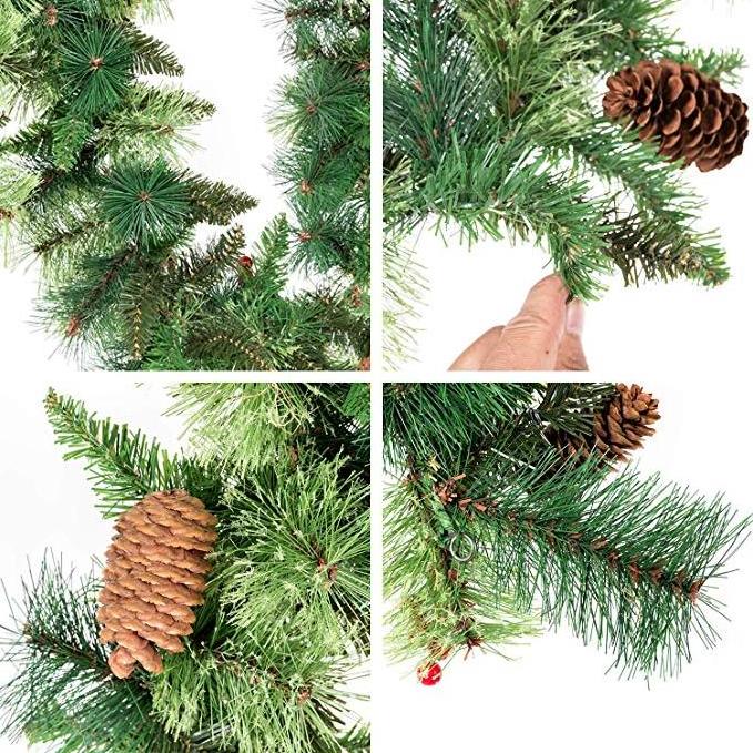 5 years quality guarantee pvc & pine needle with  pine cones and red berries christmas tree garland