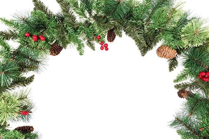 5 years quality guarantee pvc & pine needle with  pine cones and red berries christmas tree garland