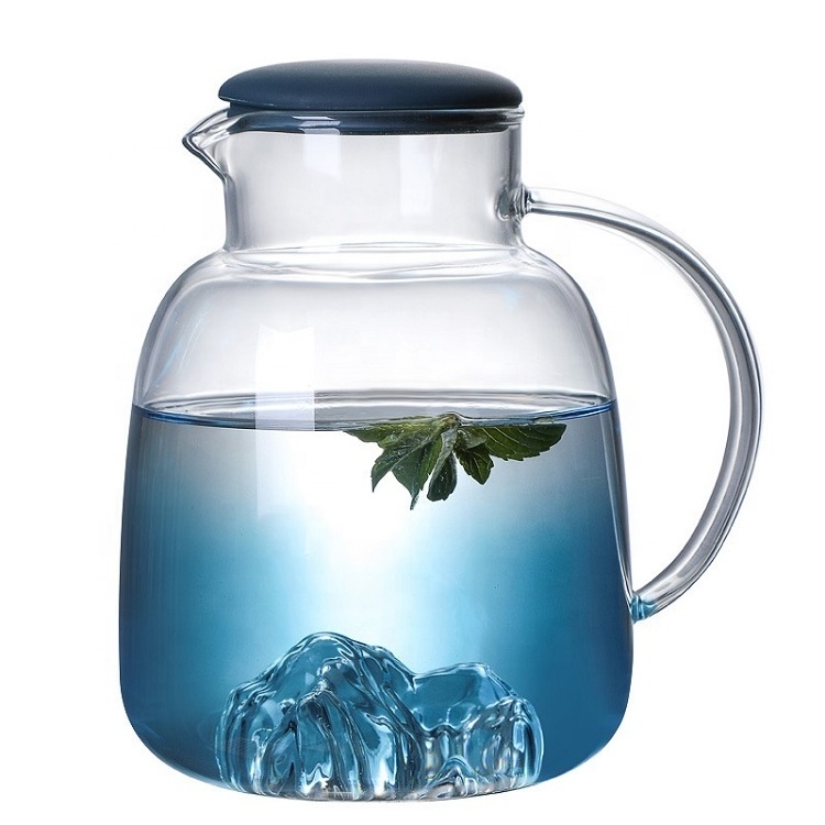 WONDER Snow mountain cold water bottle Japanese large capacity cold water bottle set blue gradient mountain viewing pot teapot