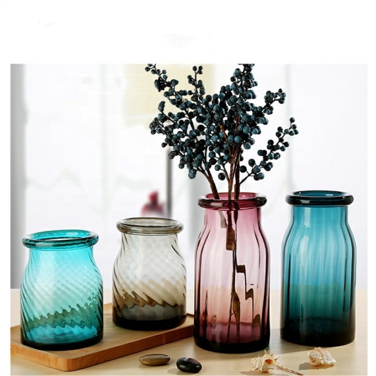 Factory wholesale bottle glass vase for flower home decoration vase glass vases in bulk