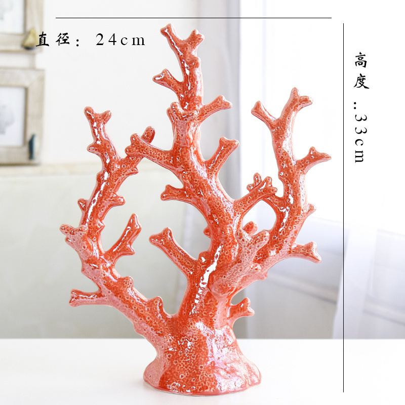 Wholesale Ceramic Coral Shape Figurines Tabletop Ornament Tourist Ocean Souvenir