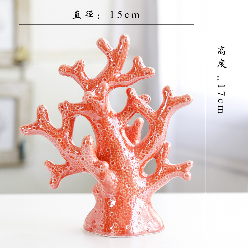 Wholesale Ceramic Coral Shape Figurines Tabletop Ornament Tourist Ocean Souvenir