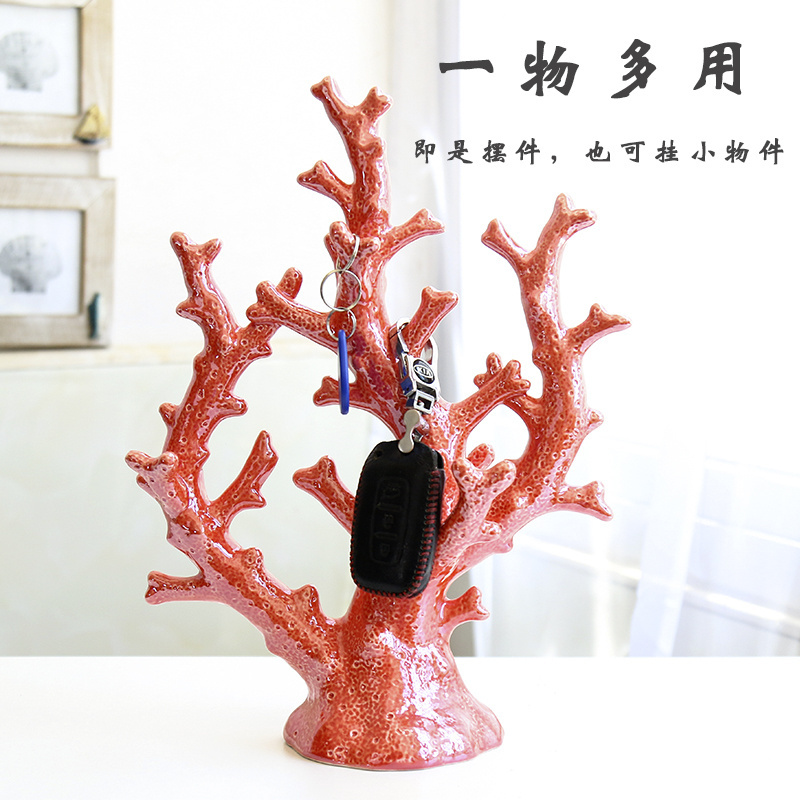 Wholesale Ceramic Coral Shape Figurines Tabletop Ornament Tourist Ocean Souvenir