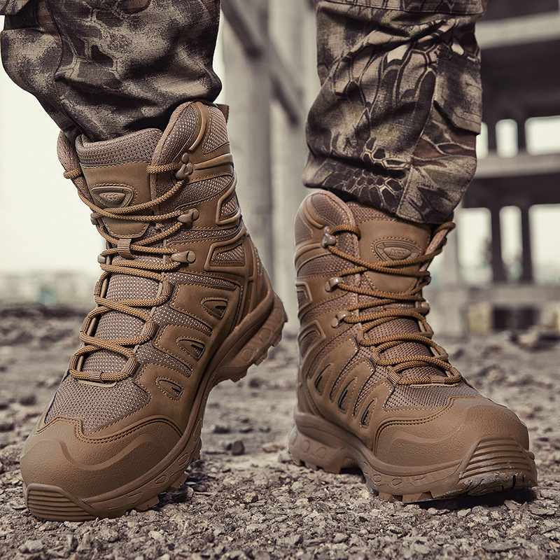 High quality Men operational shoes High Cut Outdoor hiking Tactical Boots Combat Desert Boots