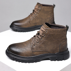 winter outdoor men boots warm Classic Wear-Resistant Lace-up Luxury Casual Martens Boots Leather Boots for Men