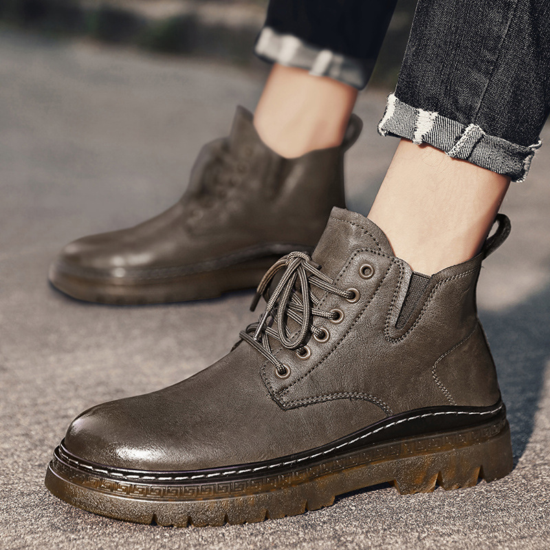 Mens Fashion Oxford Dress Boots Leather Ankle Boot Business Work Daily Shoes Martens Boots for Men