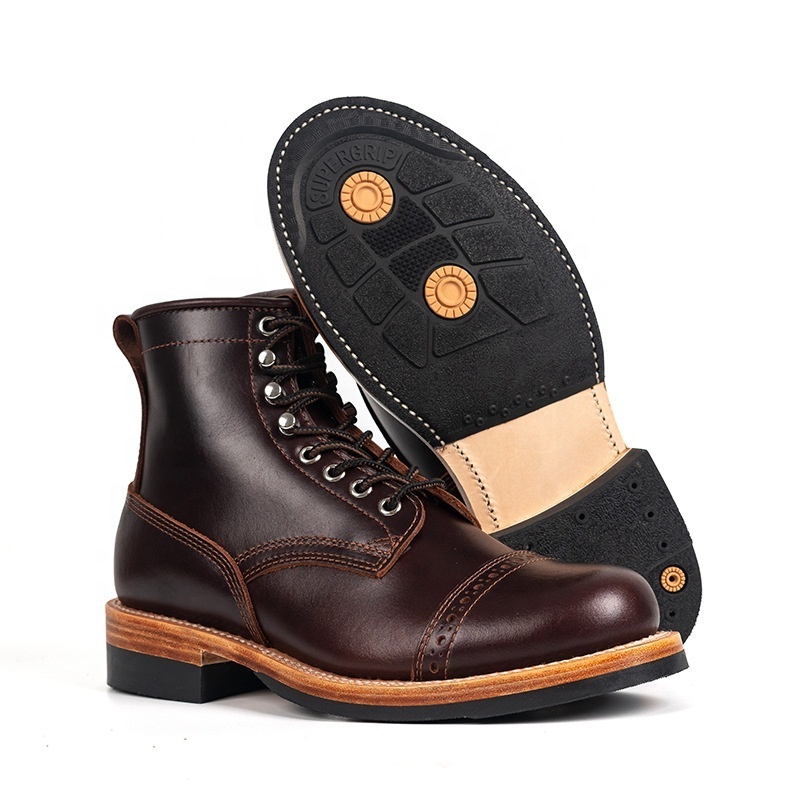 2024 New Martin Boots Men's Genuine Leather Casual Shoes Round Toe Work Suit Boots High Top Men's Shoes