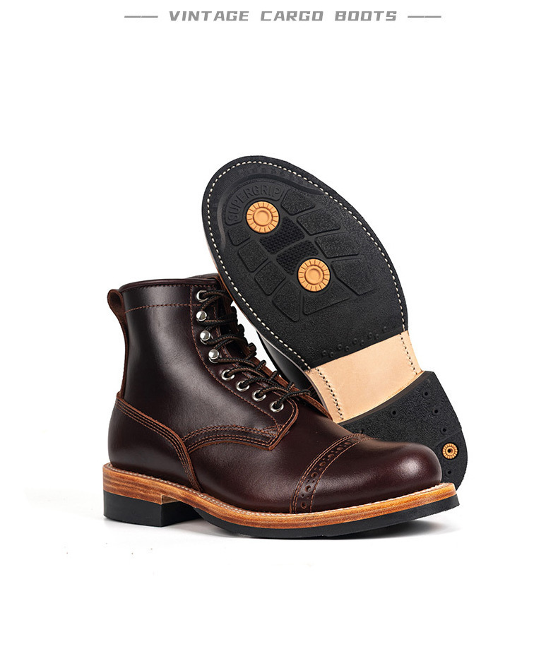 2024 New Martin Boots Men's Genuine Leather Casual Shoes Round Toe Work Suit Boots High Top Men's Shoes