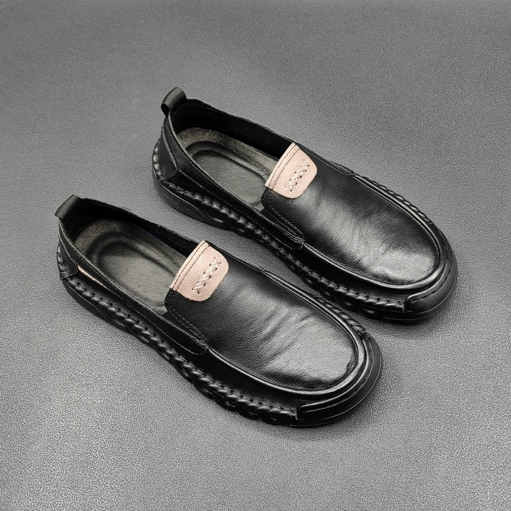 Luxury new style men's slip on office shoes Handmade Comfortable Casual Wearing-Resist Flat Genuine Leather Loafer Shoes