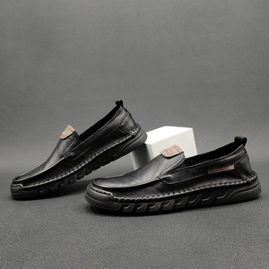 Luxury new style men's slip on office shoes Handmade Comfortable Casual Wearing-Resist Flat Genuine Leather Loafer Shoes