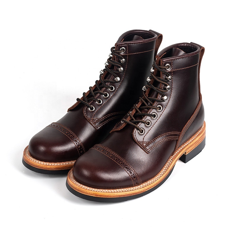 2024 New Martin Boots Men's Genuine Leather Casual Shoes Round Toe Work Suit Boots High Top Men's Shoes