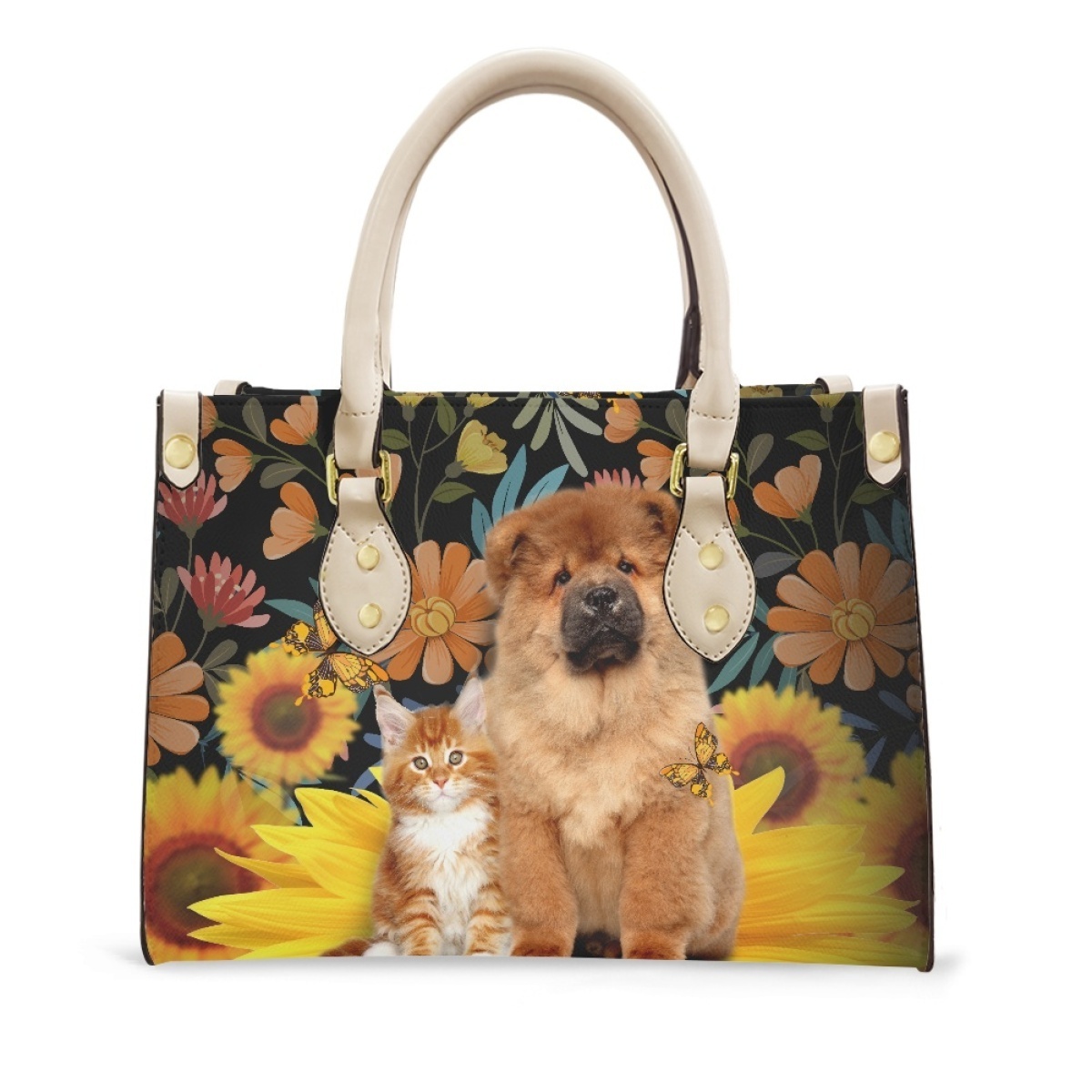 Design Handbag Custom Flowers Cute Dog Pattern Strapless Handbags Casual Tote Bag Gifts for Mom