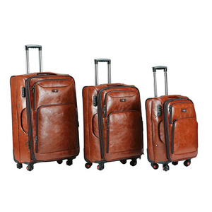 High Quality PU Leather Suitcase 20/24/28inch Carry on Vintage Trolley Luggage Waterproof Travelling Luggage Bag