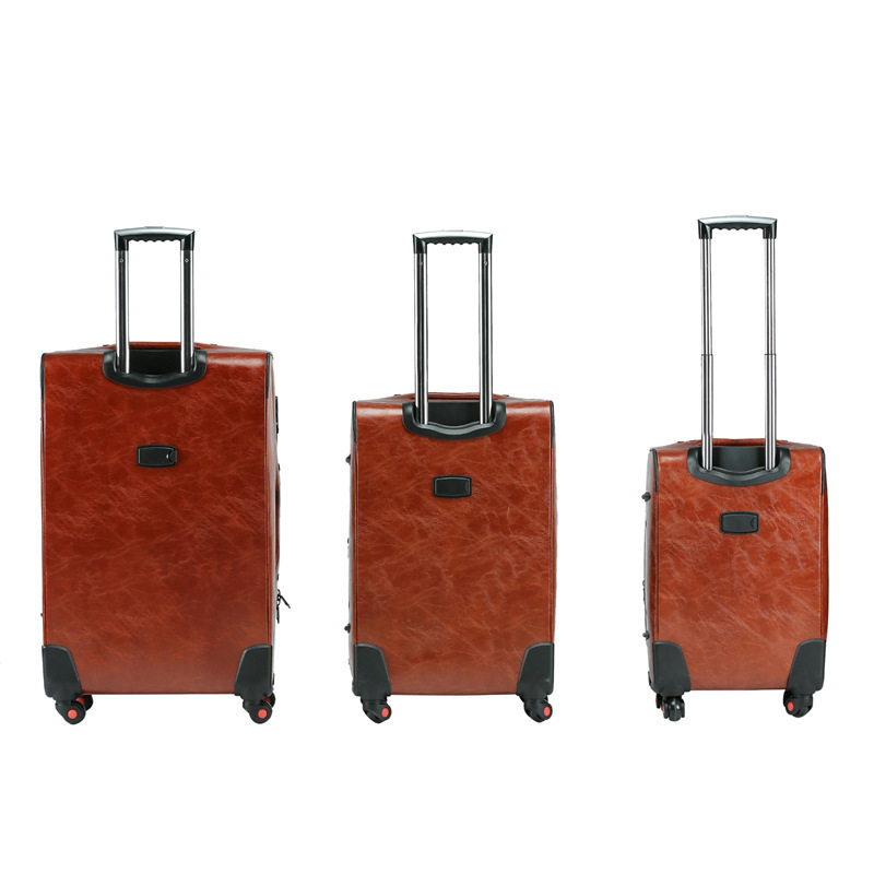 High Quality PU Leather Suitcase 20/24/28inch Carry on Vintage Trolley Luggage Waterproof Travelling Luggage Bag