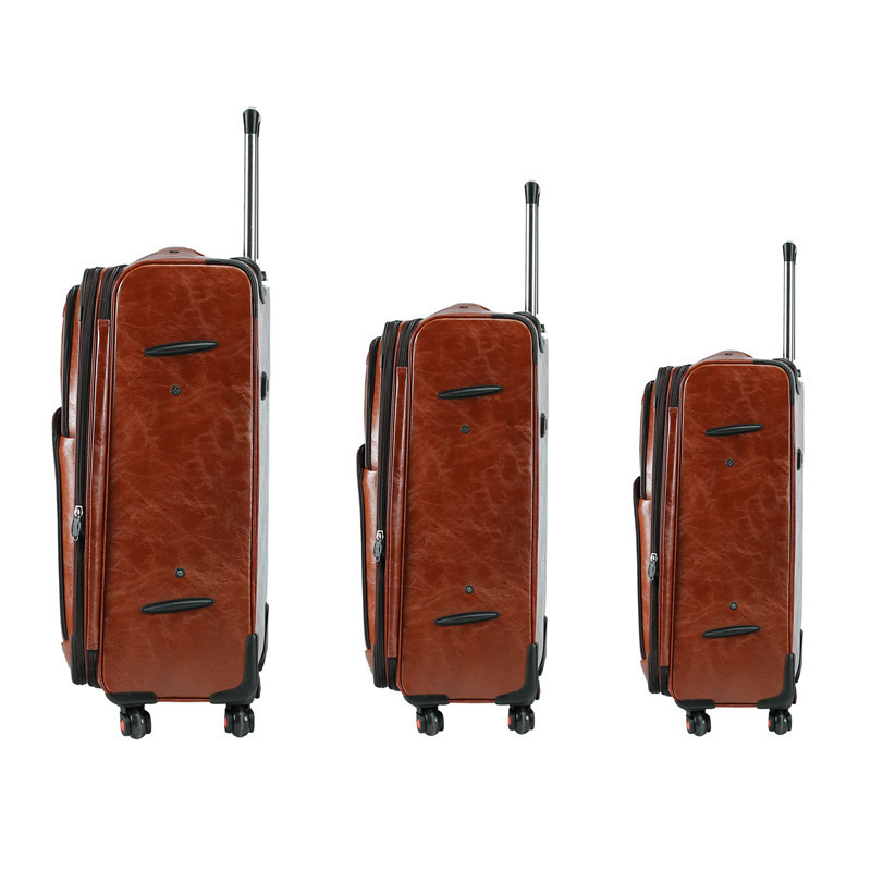 High Quality PU Leather Suitcase 20/24/28inch Carry on Vintage Trolley Luggage Waterproof Travelling Luggage Bag