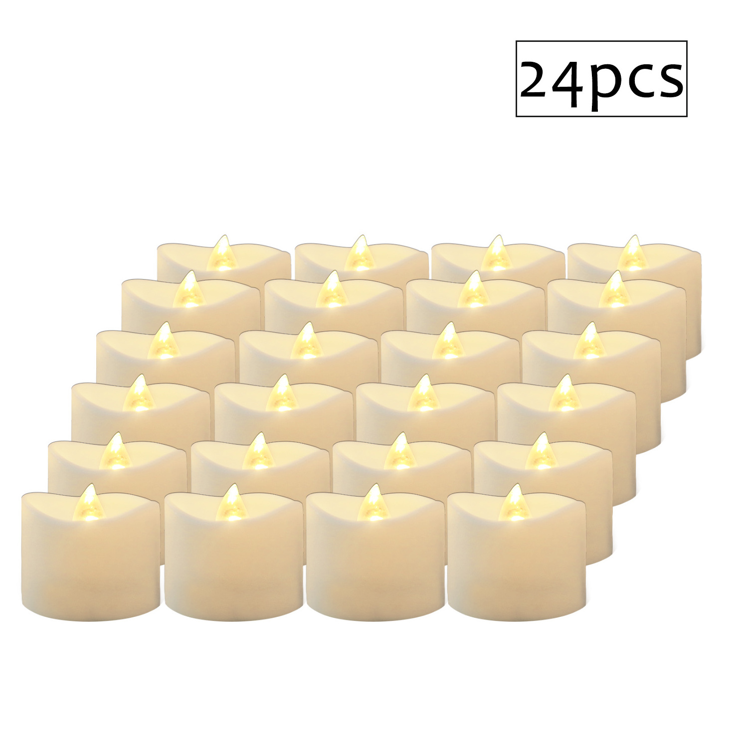 24-Pack Battery Tea Lights Bulk Long-Lasting Tea Lights Flameless Flickering for Wedding Proposal Anniversary Holiday Decor