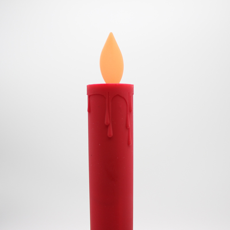 Flameless Red Taper Candles Moving Wick LED Flickering Candle , USB rechargeable Buddha's Light Simulated Lotus Candle Holder