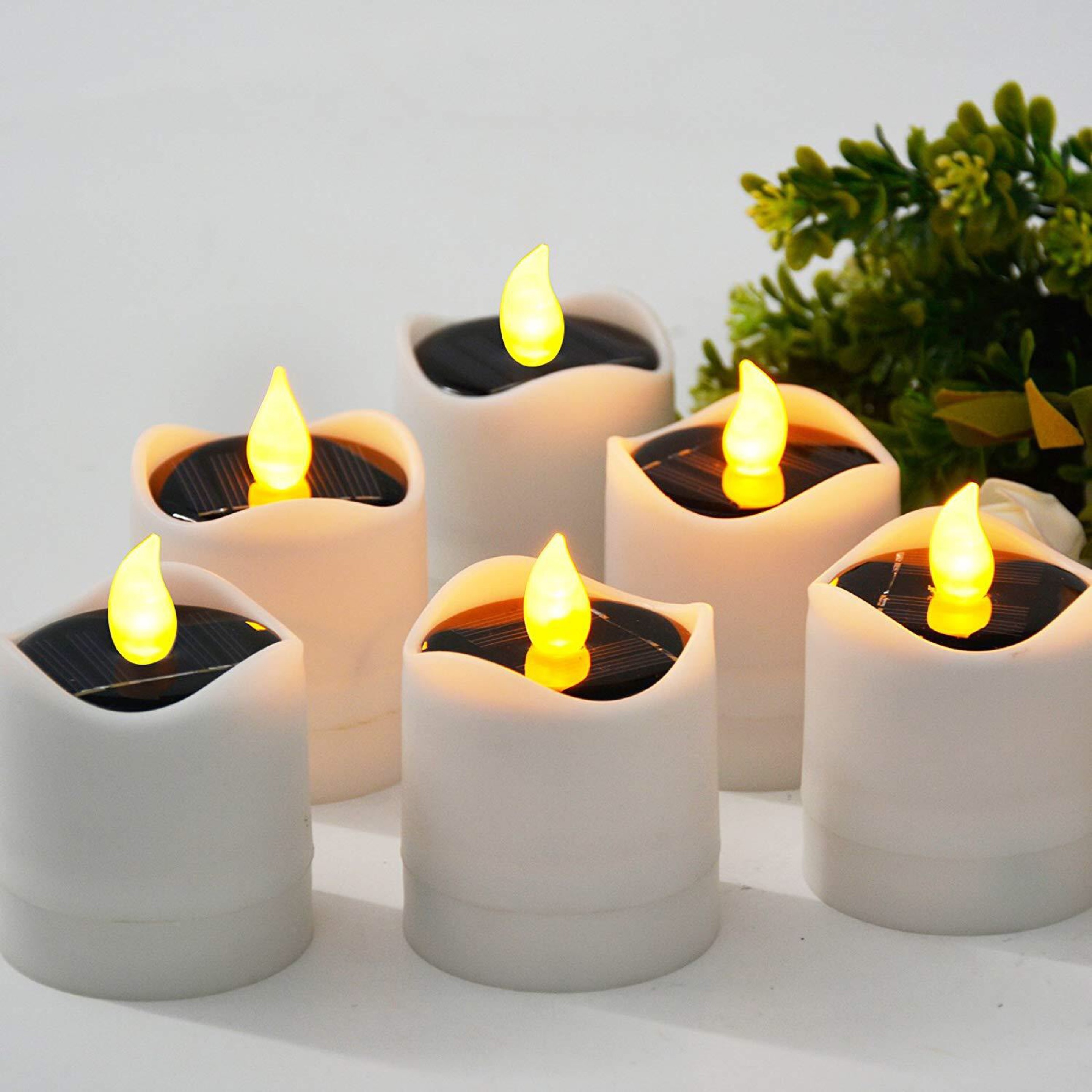 LED Solar Tea Lights,Waterproof Solar Powered Flameless Flickering Tealight Candles For Home Party Indoor Outdoor Decoration